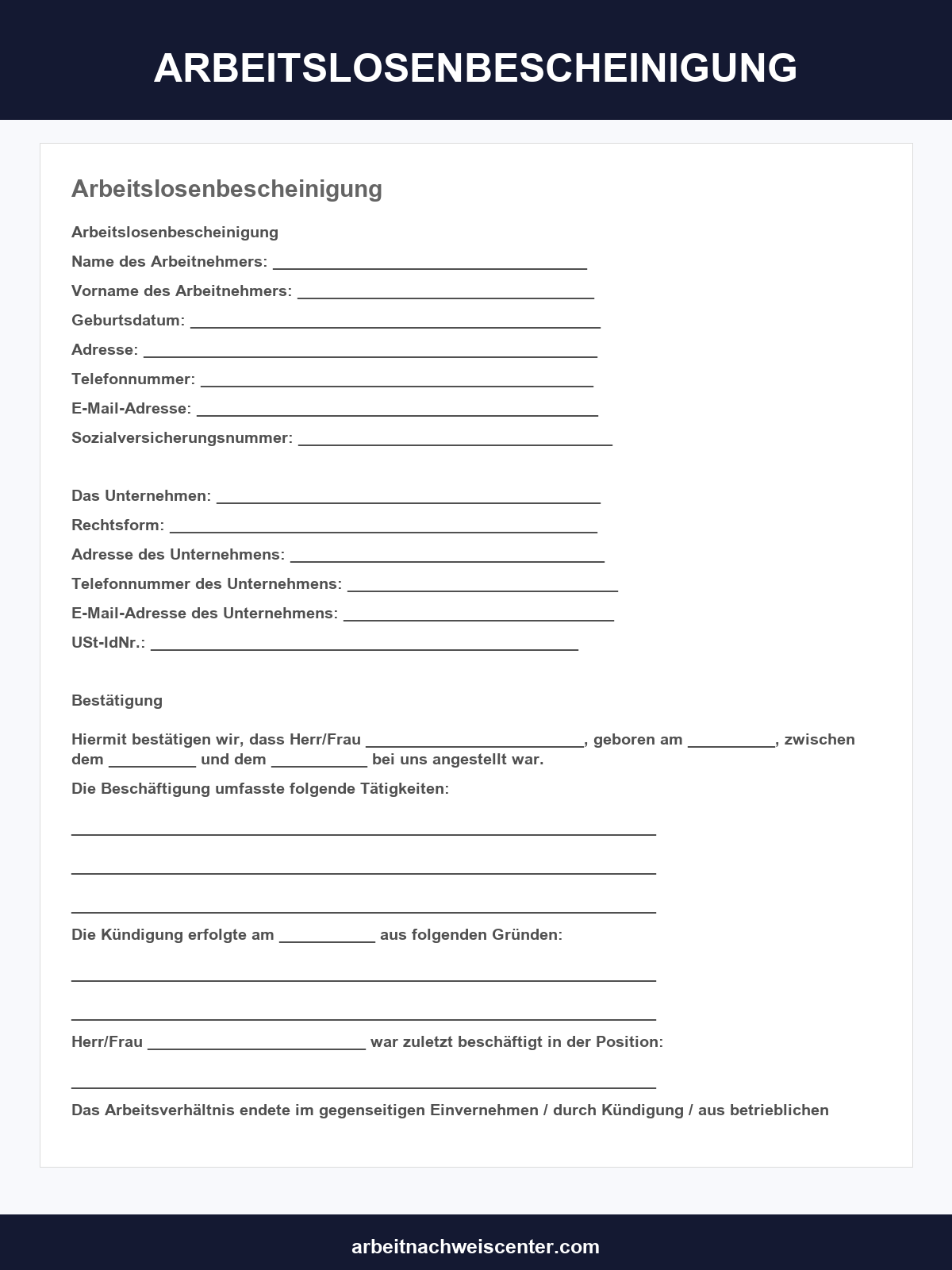 Arbeitslosenbescheinigung