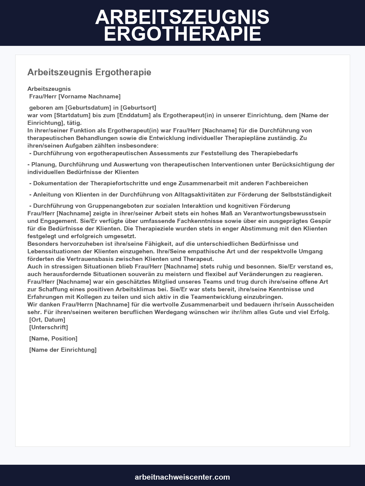 Arbeitszeugnis Ergotherapie