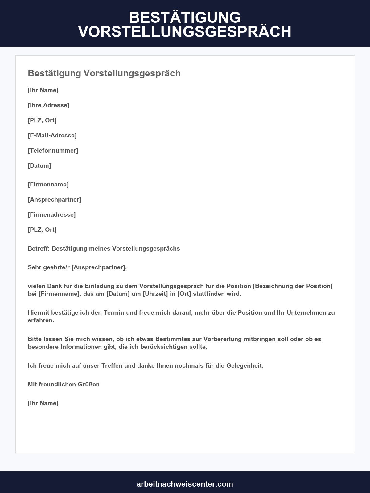 Bestätigung Vorstellungsgespräch Vorlage