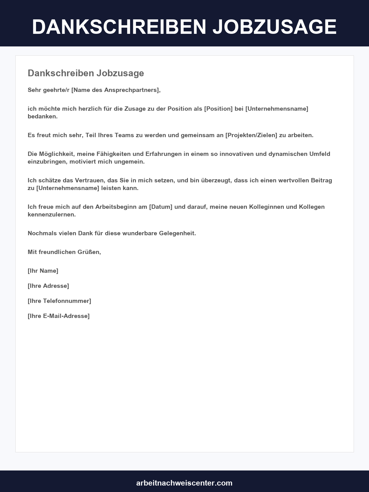 Dankschreiben Jobzusage Muster