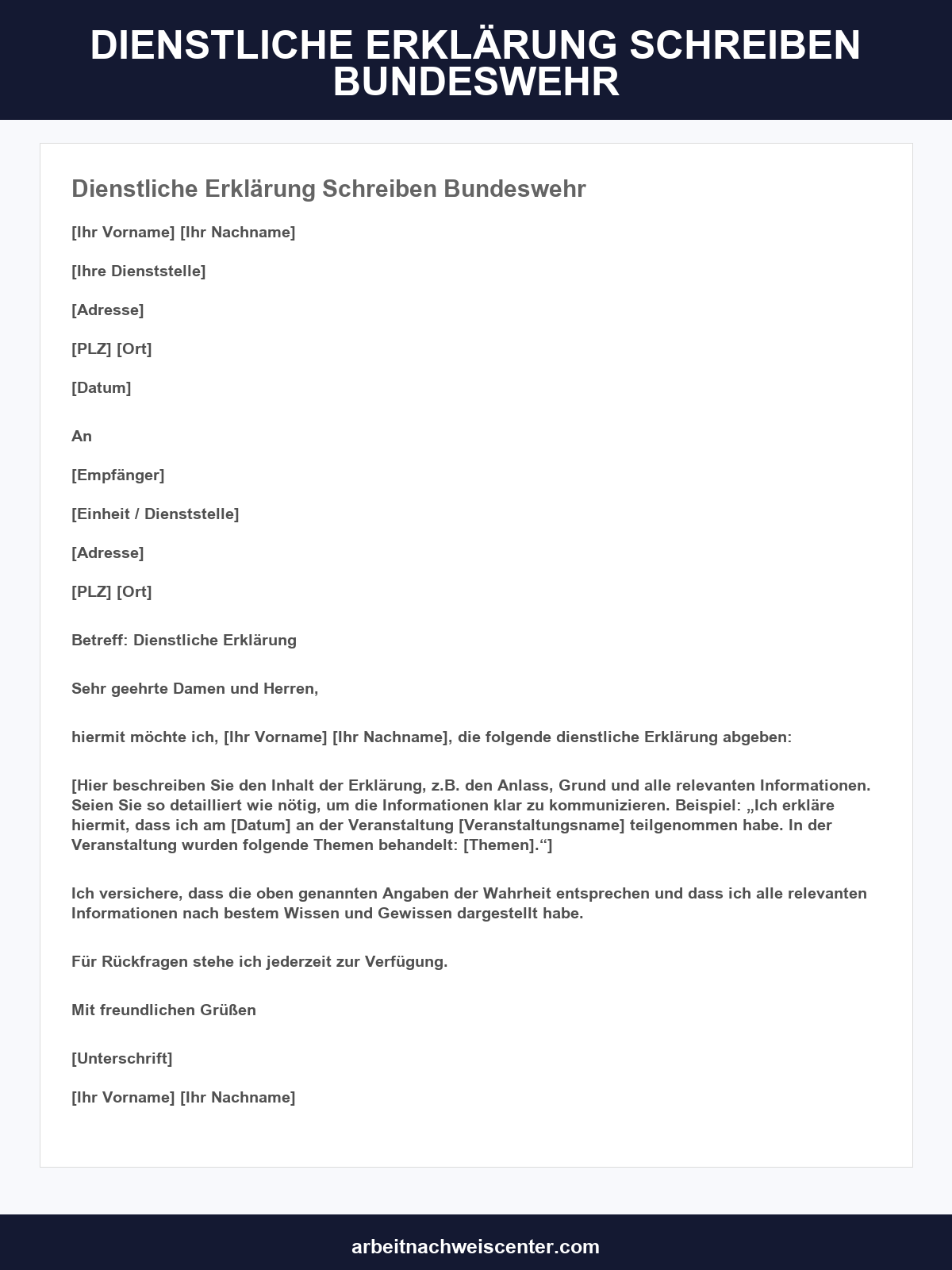 Dienstliche Erklärung Schreiben Bundeswehr