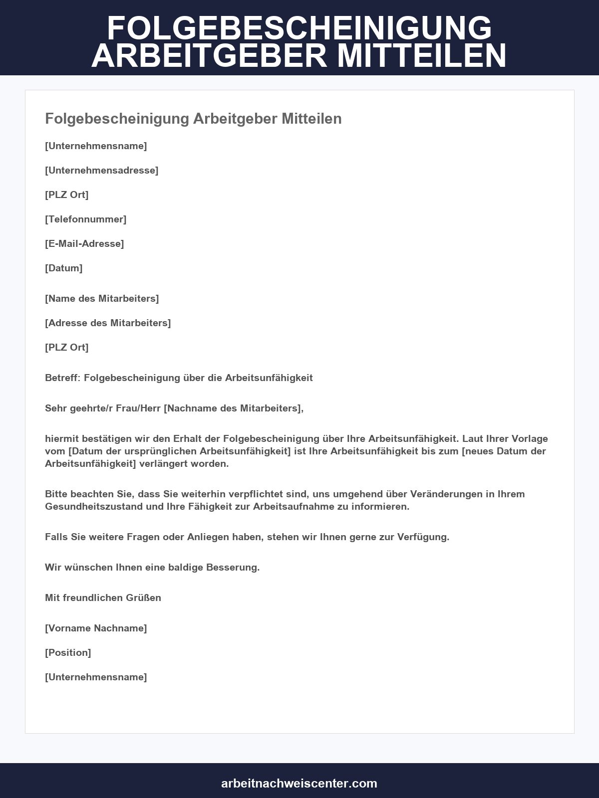 Folgebescheinigung Arbeitgeber Mitteilen Muster