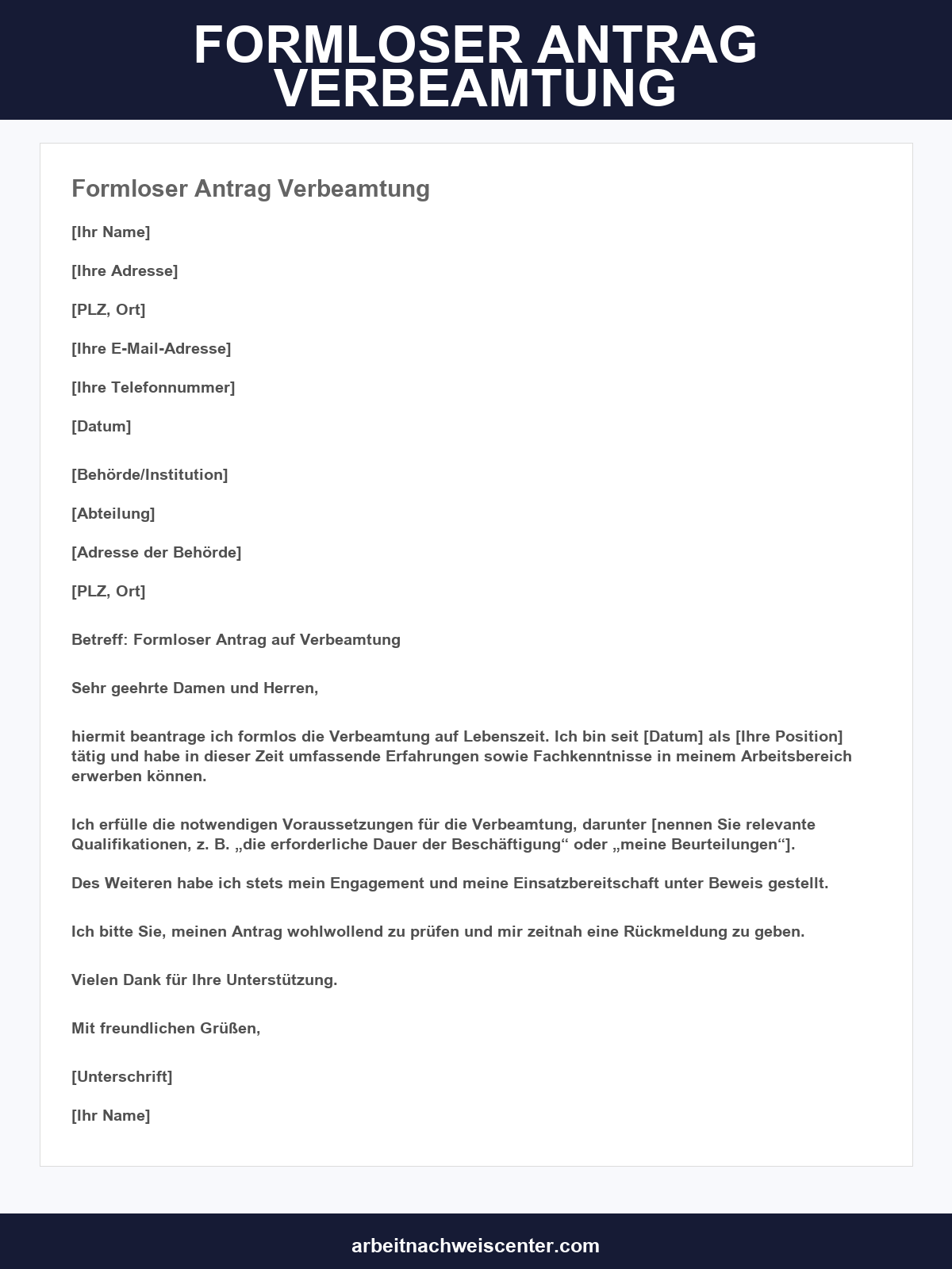 Formloser Antrag Verbeamtung Muster