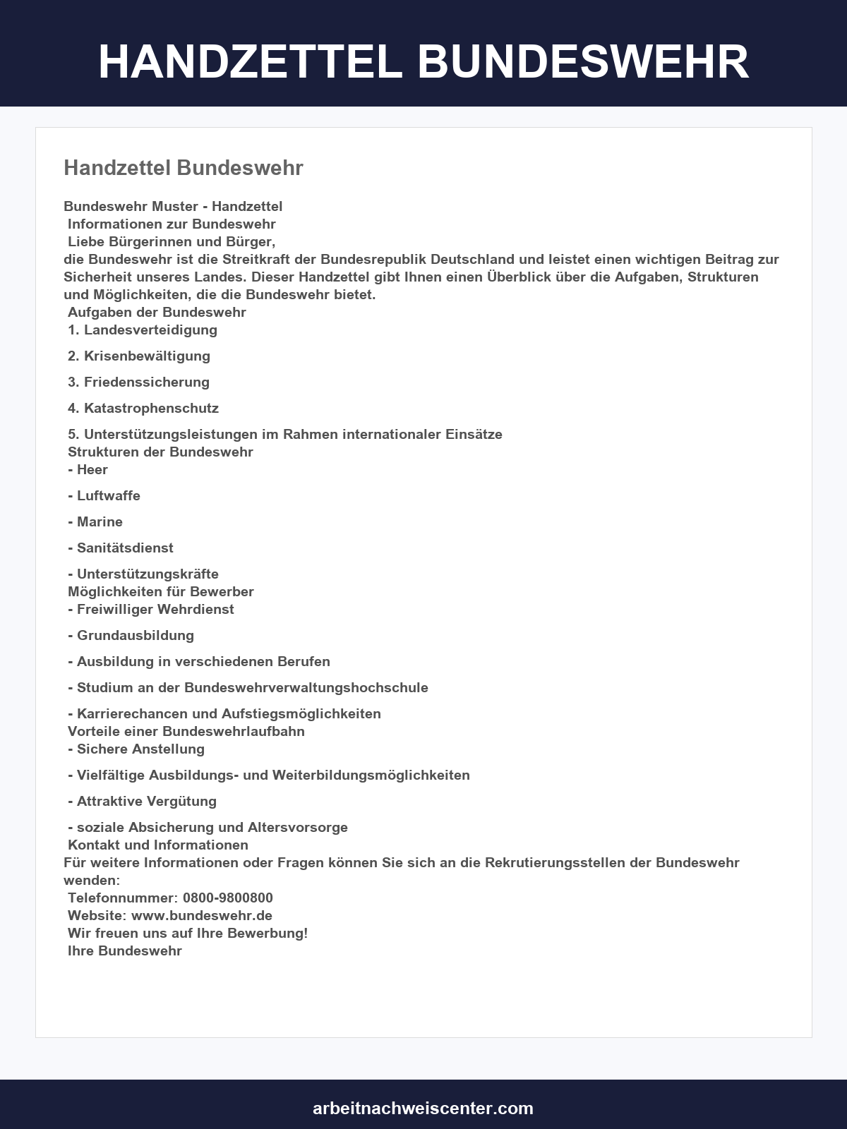Handzettel Bundeswehr