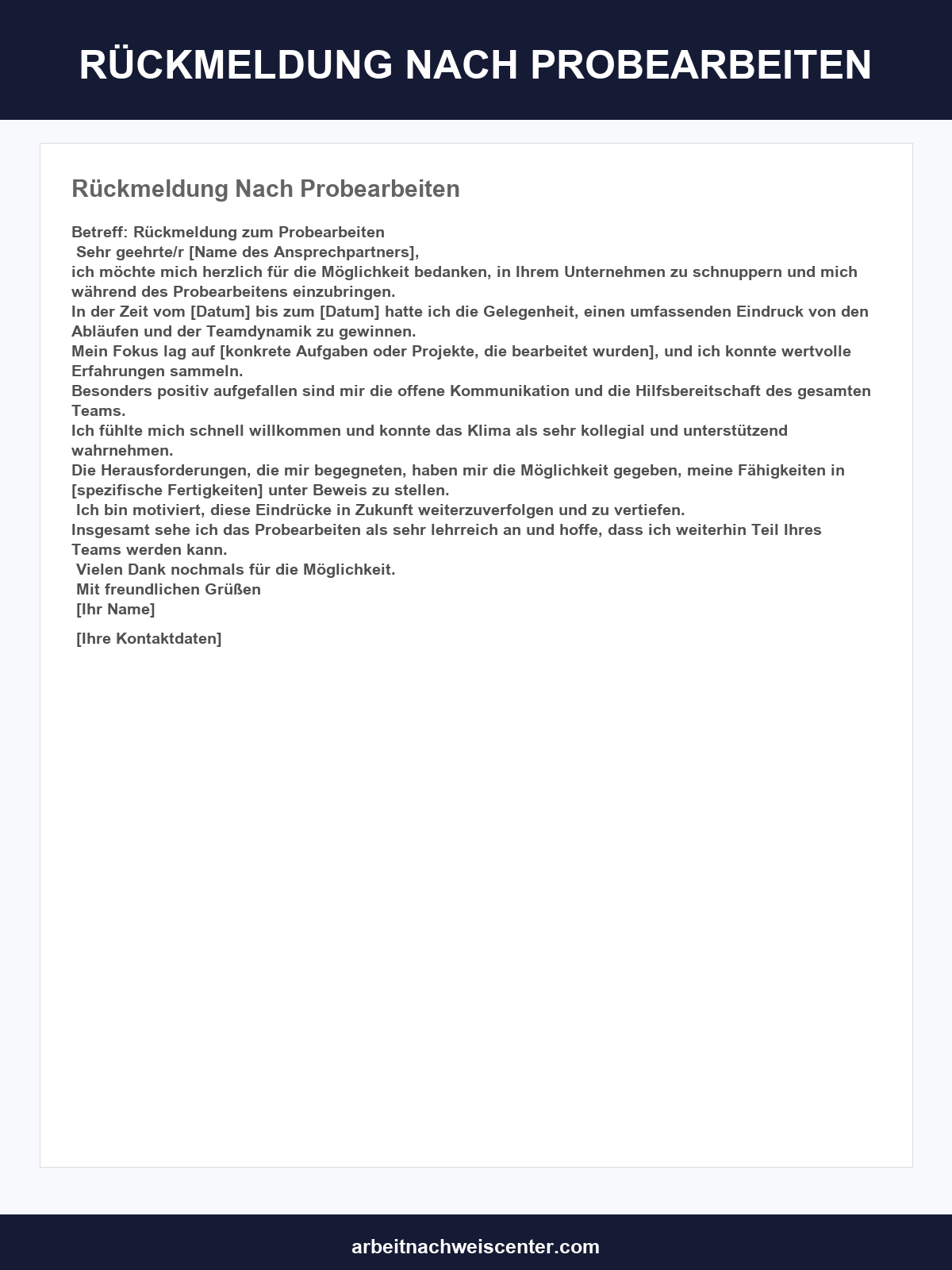 Rückmeldung Nach Probearbeiten Muster