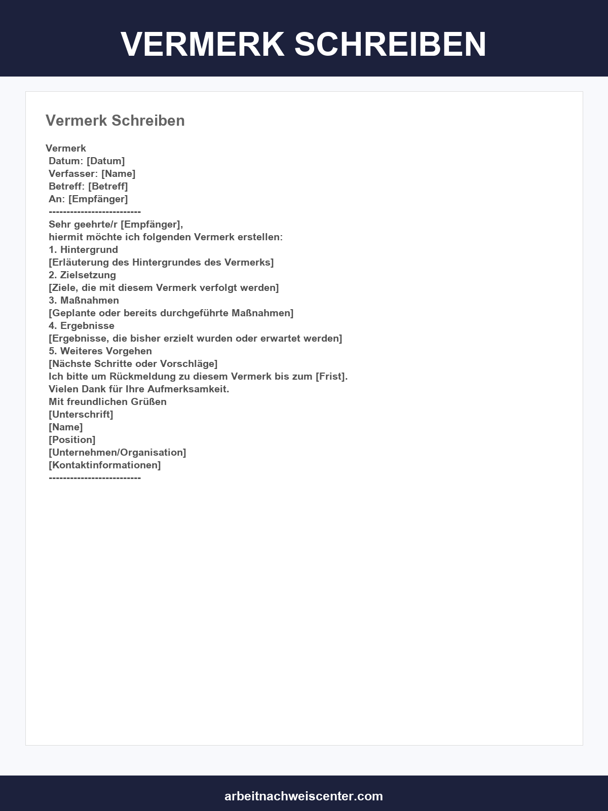 Vermerk Schreiben
